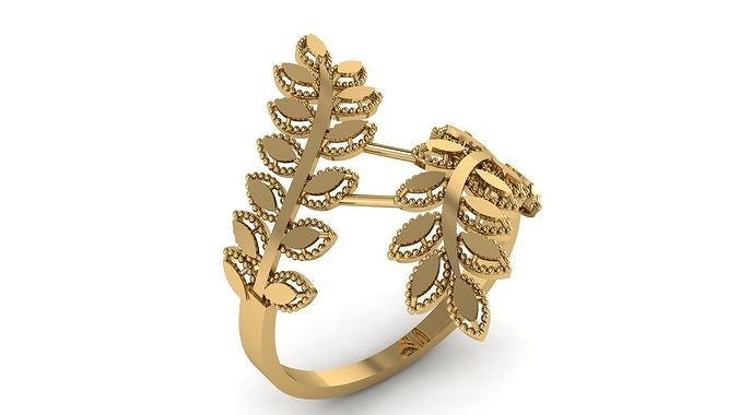 Stylish Wedding Leave Ring 3d Printable Model 3D print model