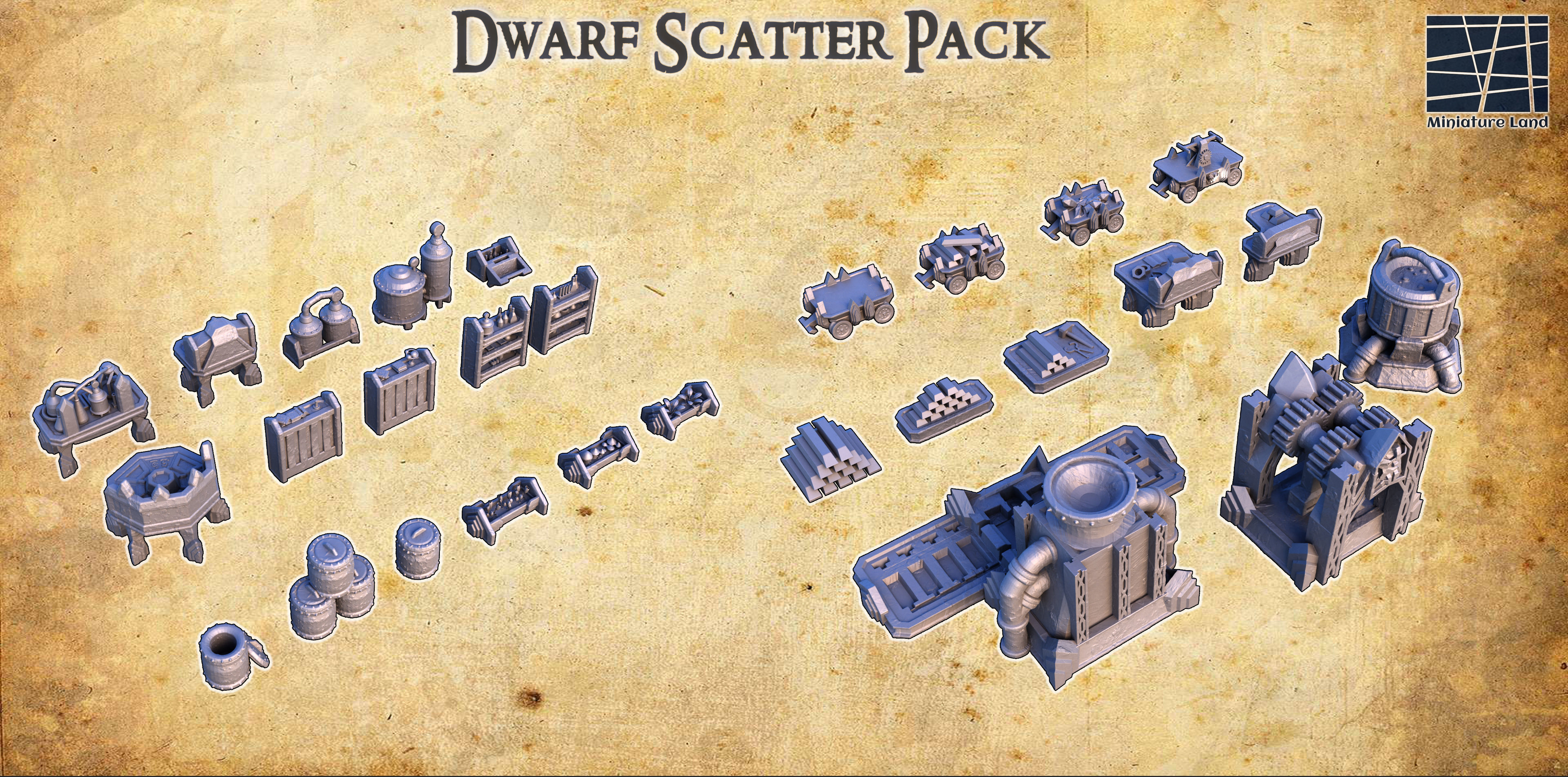 Dwarf Scatter Pack Tabletop Terrain 28MM 3D print model 3D print model_4