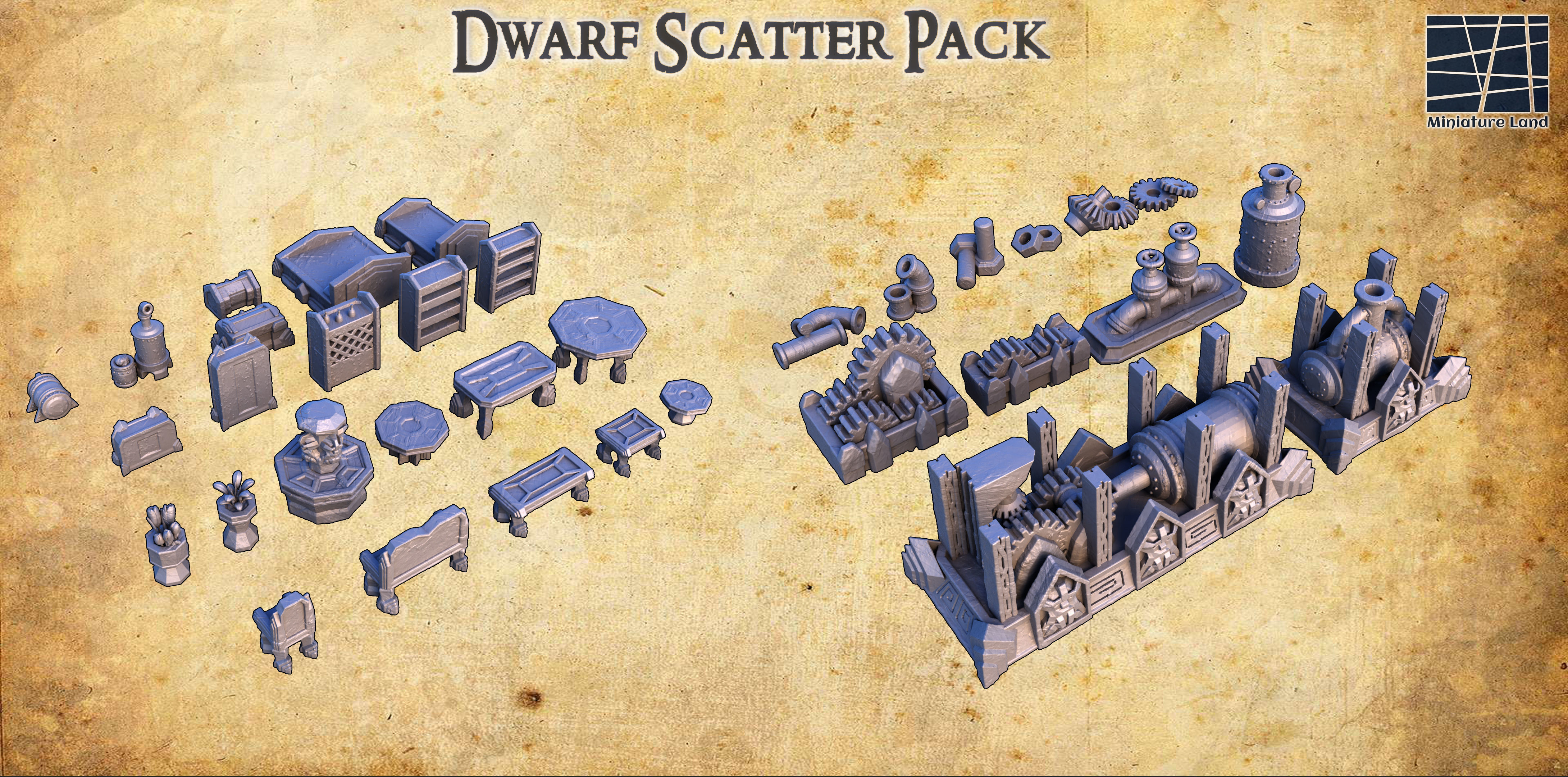 Dwarf Scatter Pack Tabletop Terrain 28MM 3D print model 3D print model_3