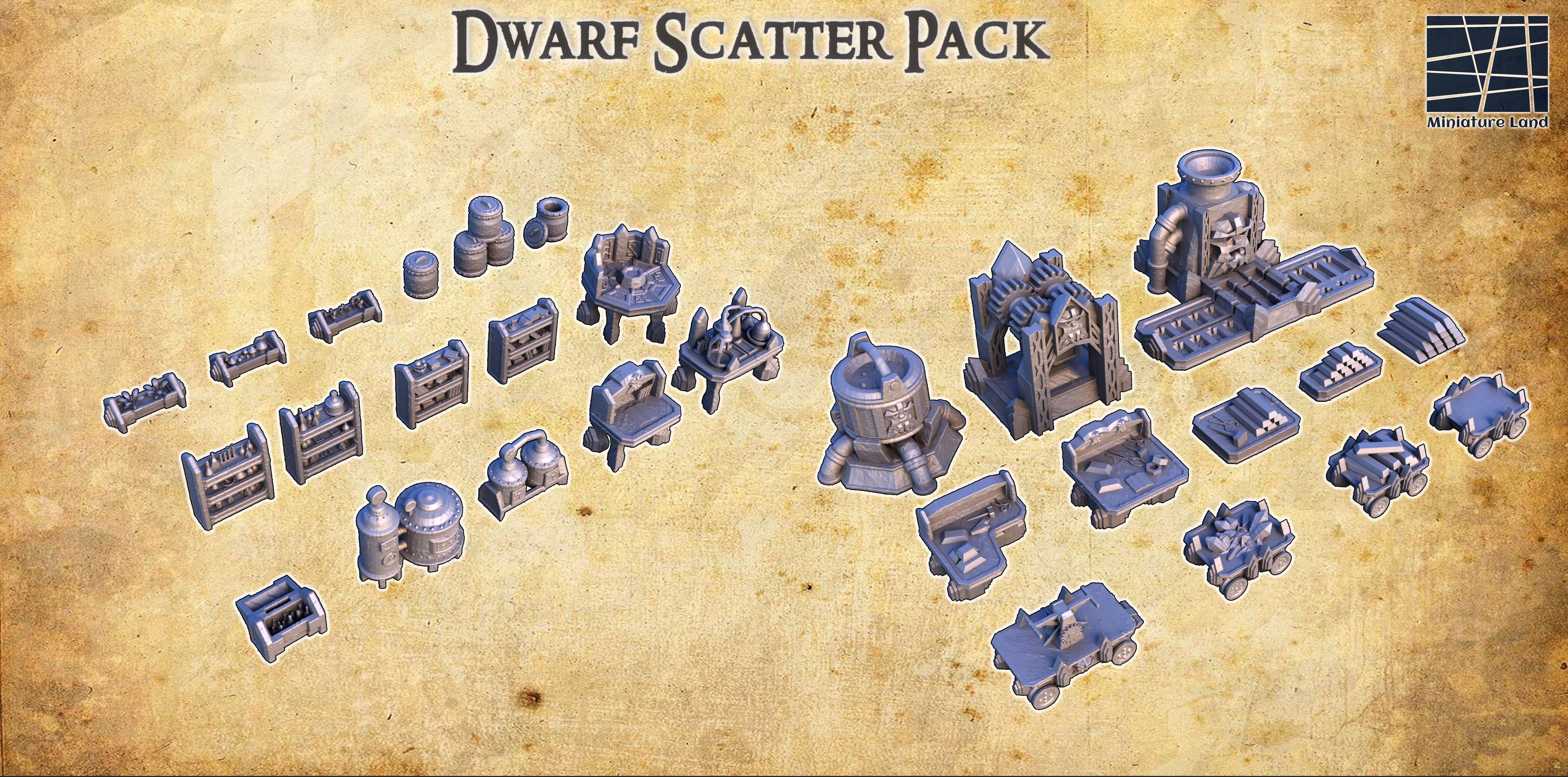 Dwarf Scatter Pack Tabletop Terrain 28MM 3D print model 3D print model_2