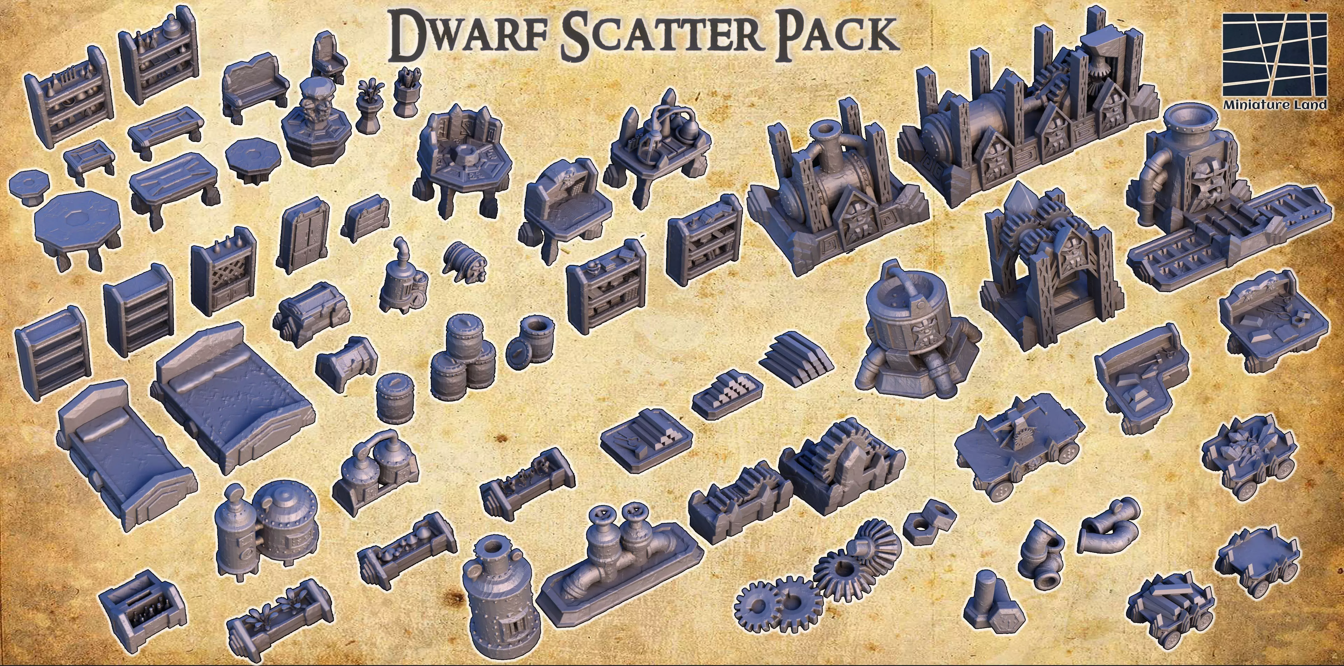 Dwarf Scatter Pack Tabletop Terrain 28MM 3D print model 3D print model_0
