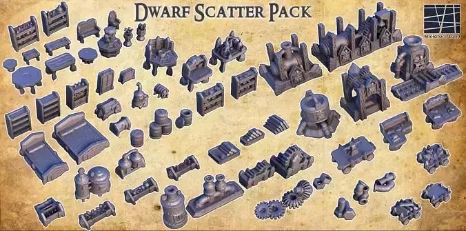 Dwarf Scatter Pack Tabletop Terrain 28MM 3D print model