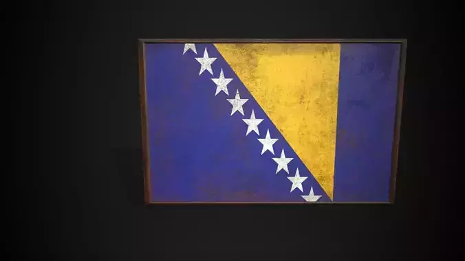 Old Picture Frame With Bosnia and Herzegovina  Flag 