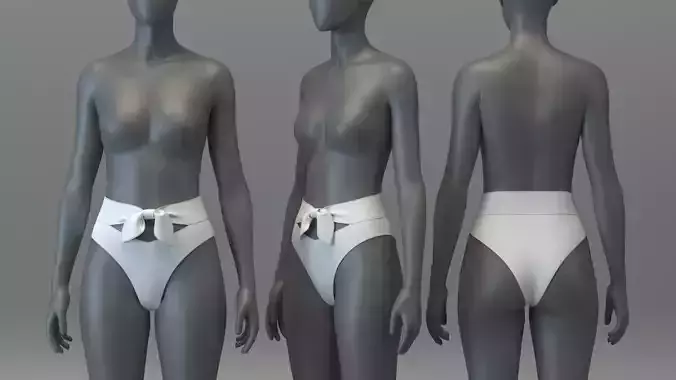 Hi-waisted Bikini Bottom with Bow Tie