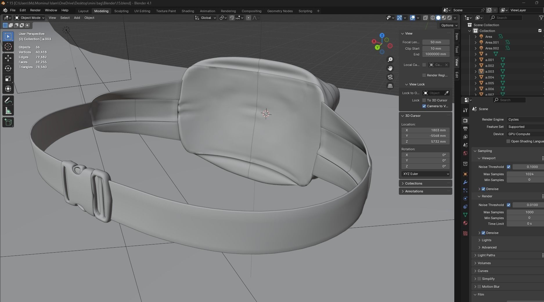 Waistbag pack 3d PBR Model 3D model_19