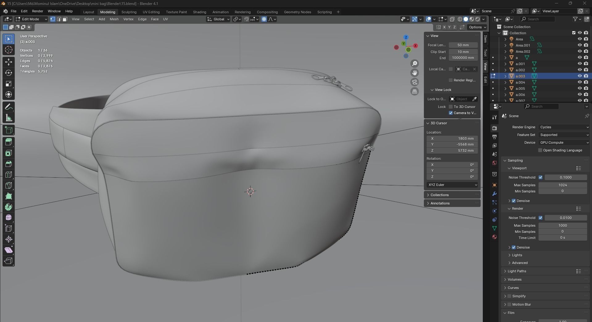 Waistbag pack 3d PBR Model 3D model_17
