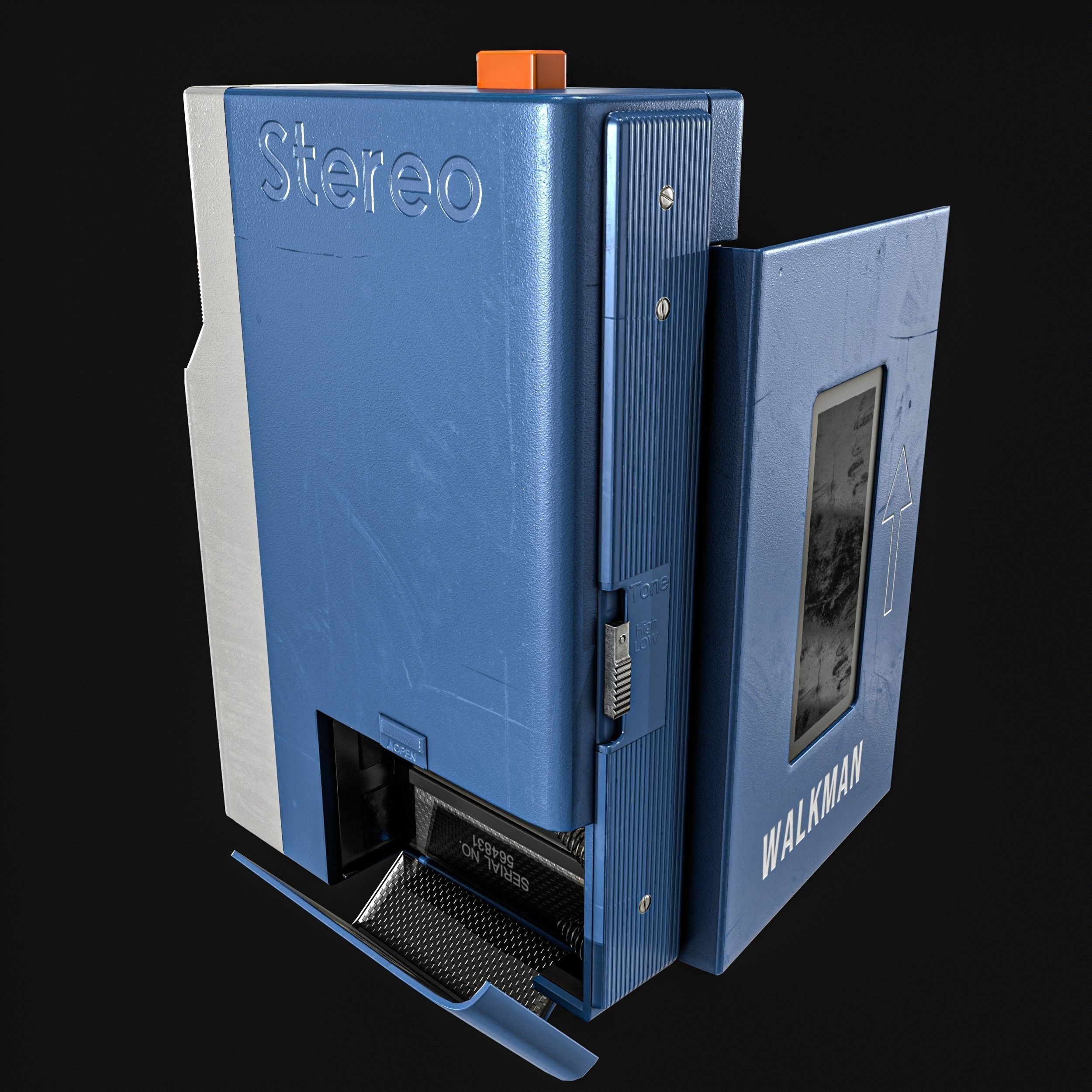 Walkman Cassette Player  3 Colors Low-poly 3D model_7