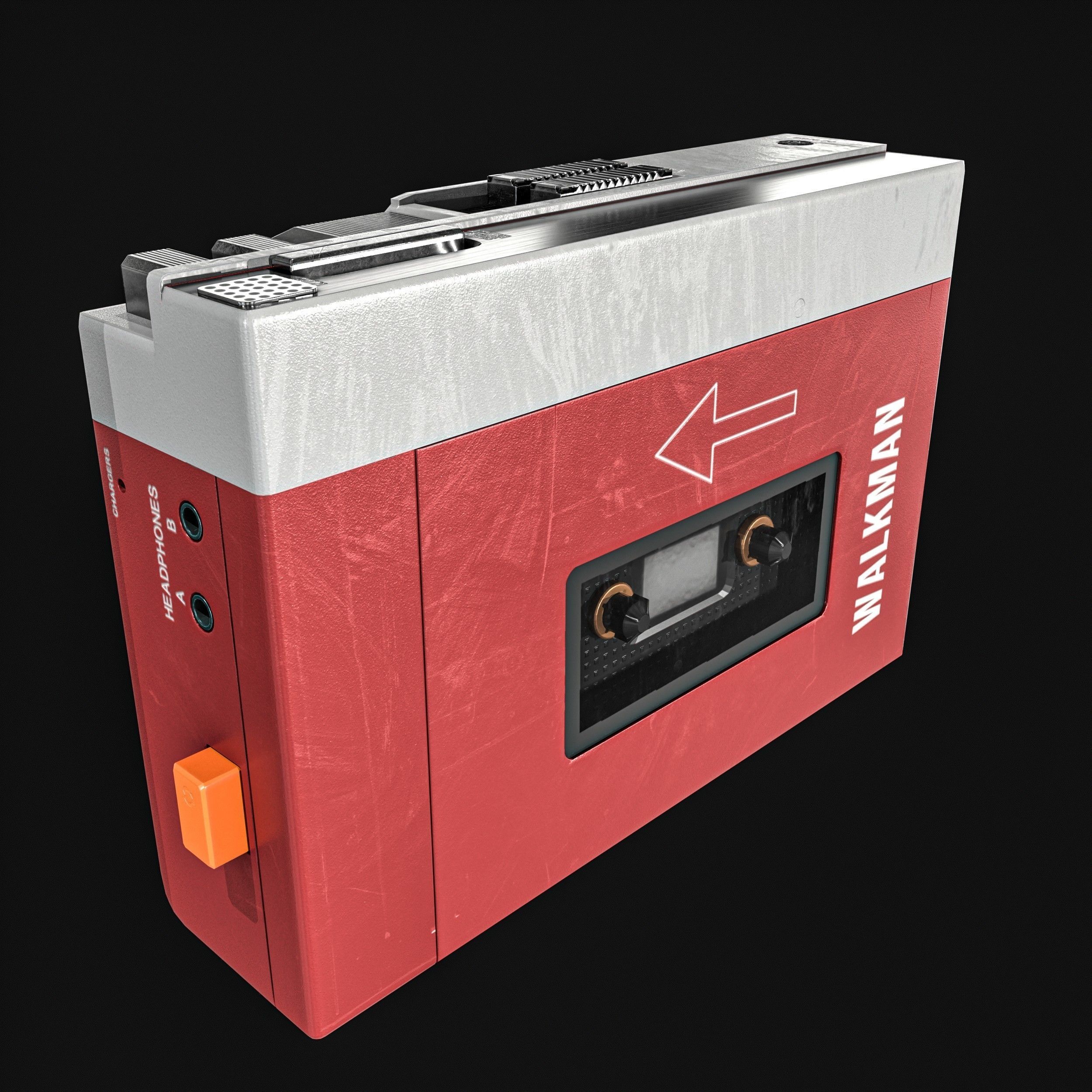 Walkman Cassette Player  3 Colors Low-poly 3D model_9