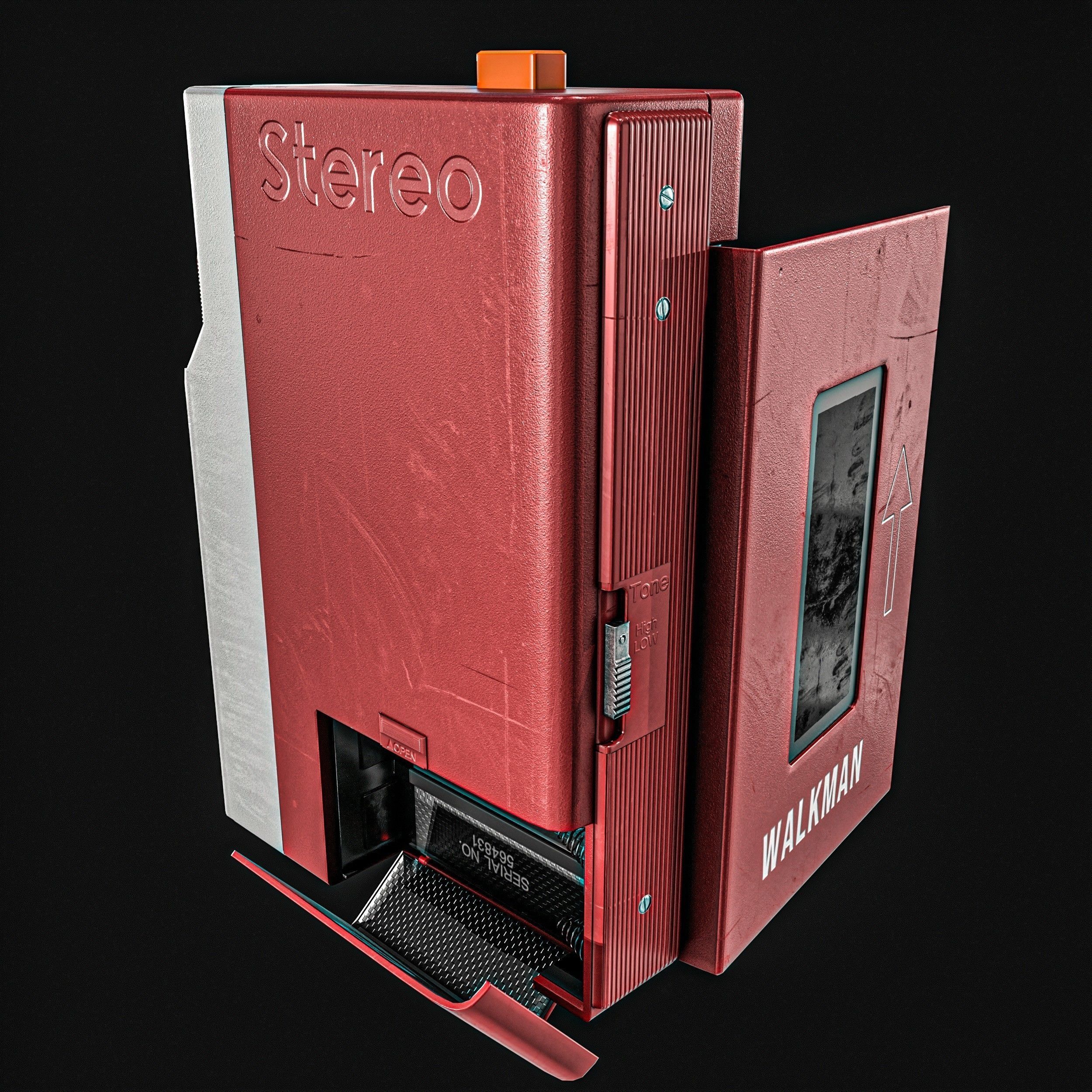 Walkman Cassette Player  3 Colors Low-poly 3D model_2
