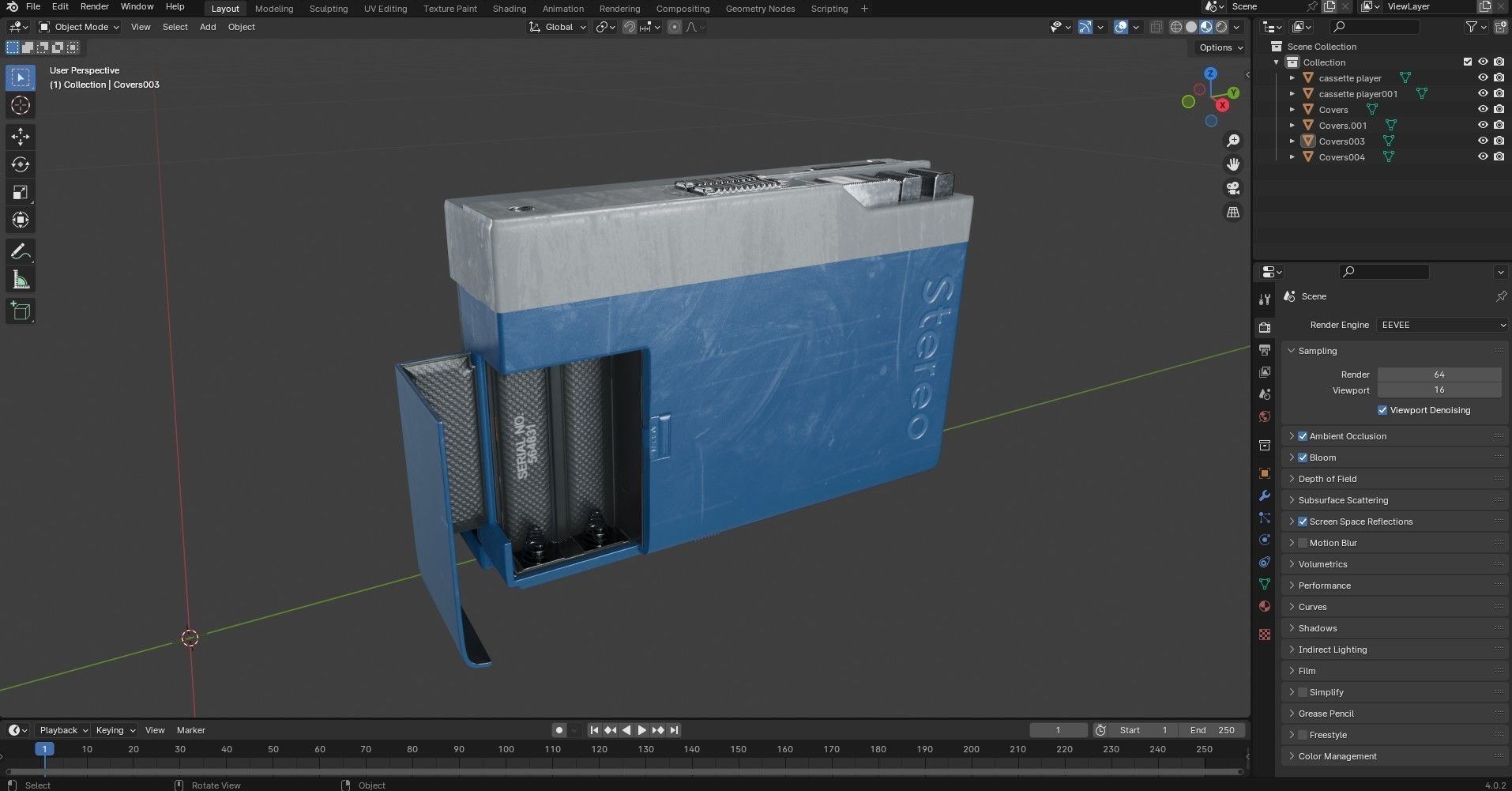 Walkman Cassette Player  3 Colors Low-poly 3D model_29