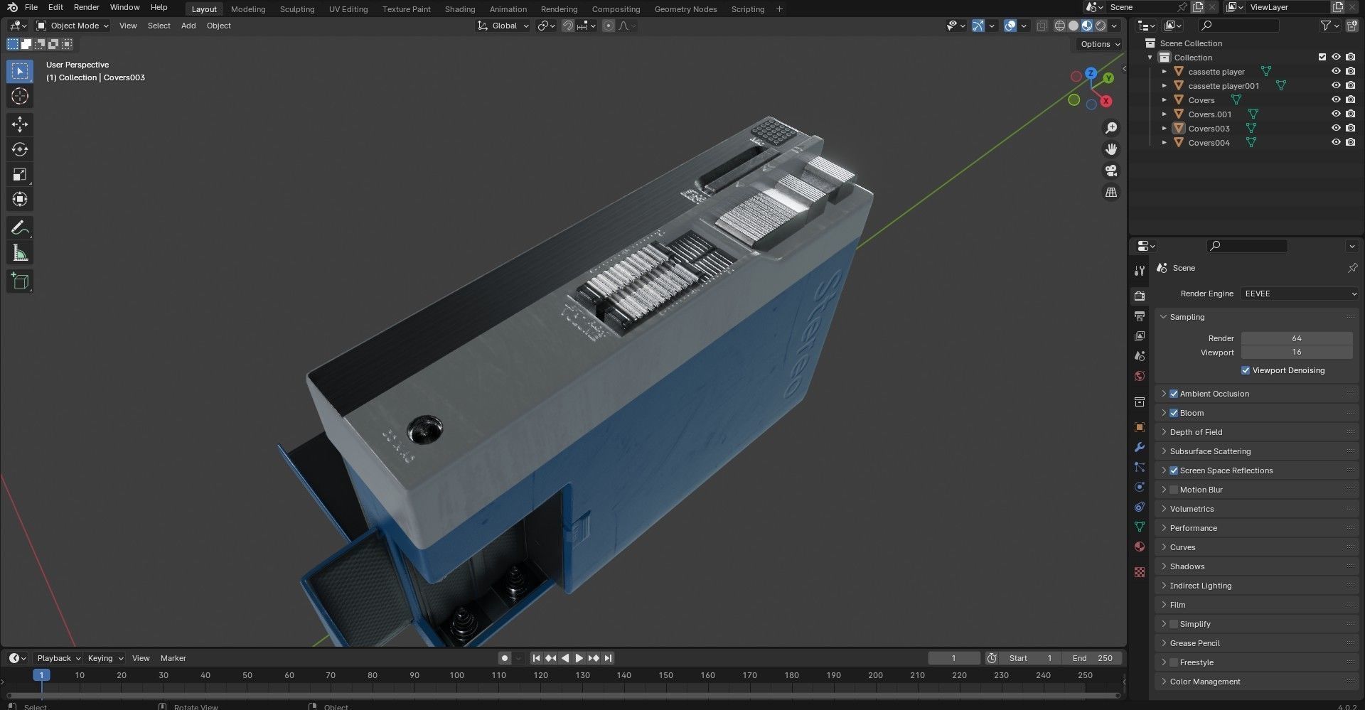 Walkman Cassette Player  3 Colors Low-poly 3D model_30