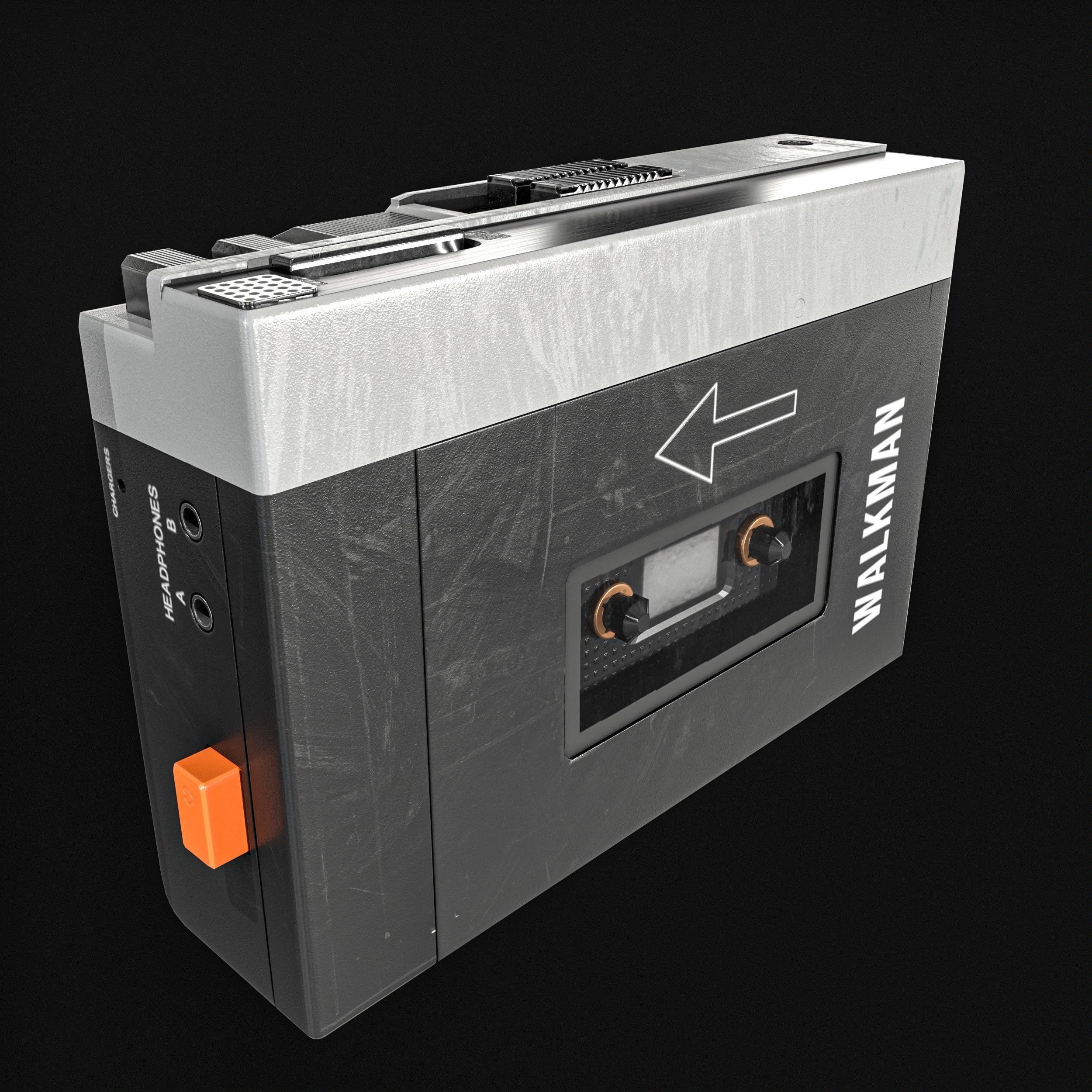 Walkman Cassette Player  3 Colors Low-poly 3D model_11