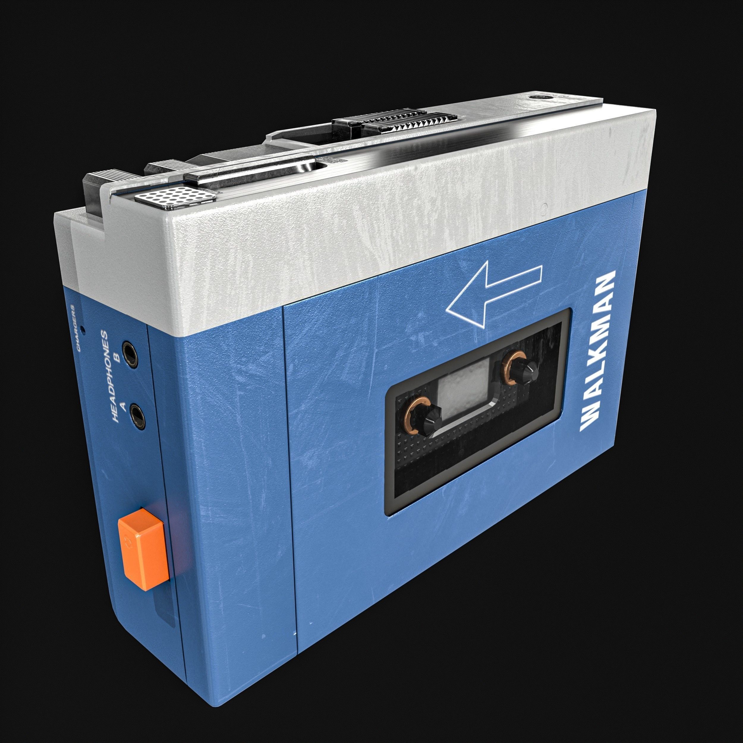 Walkman Cassette Player  3 Colors Low-poly 3D model_10