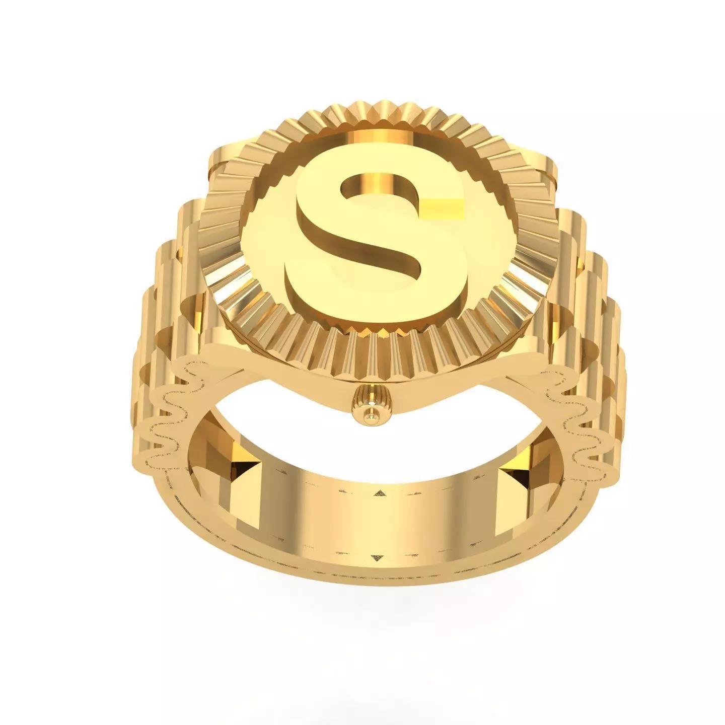S Letter Glossy ring 3D model 3D print model