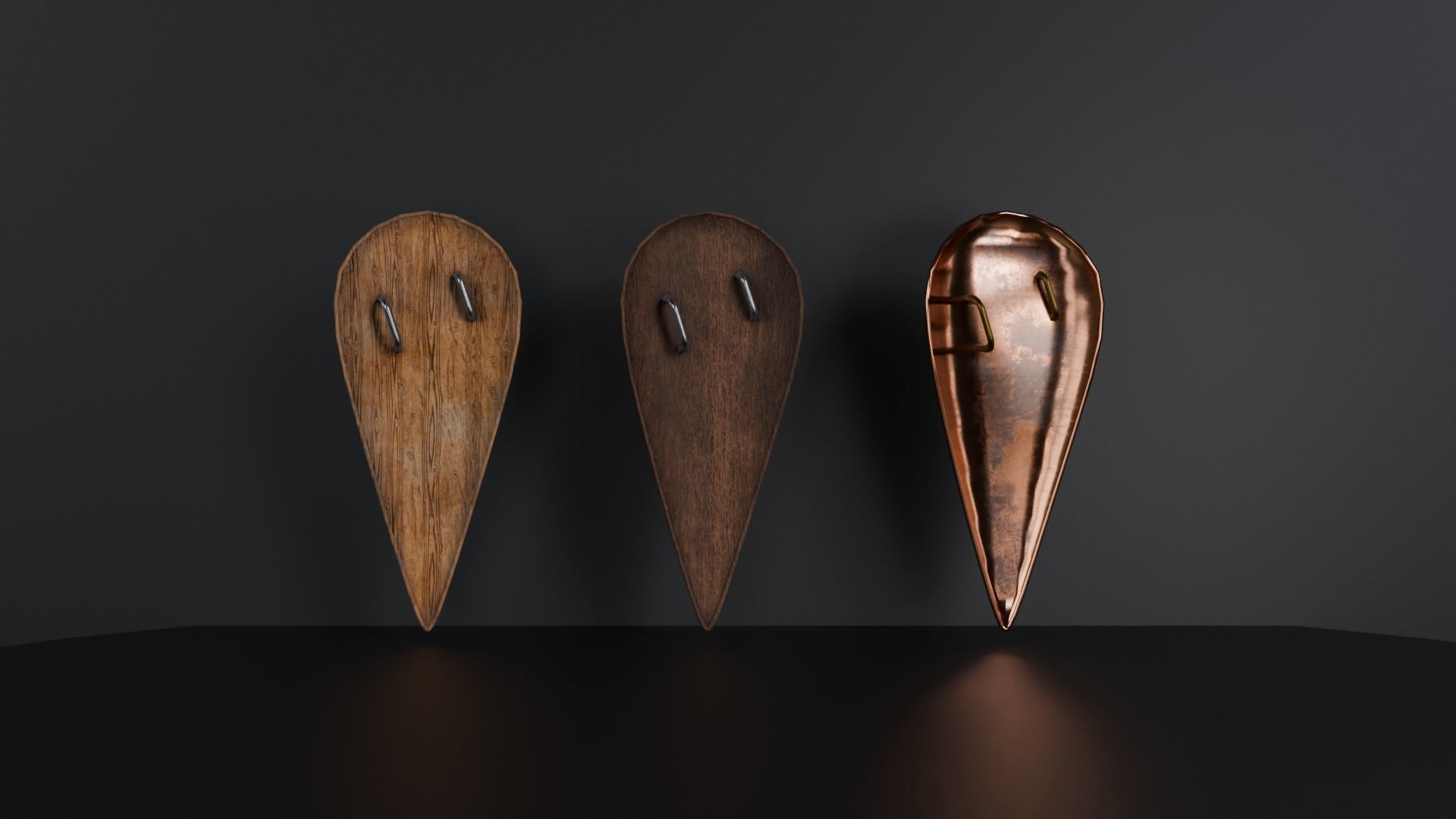 Medieval shield 3 in 1 Low-poly 3D model_1