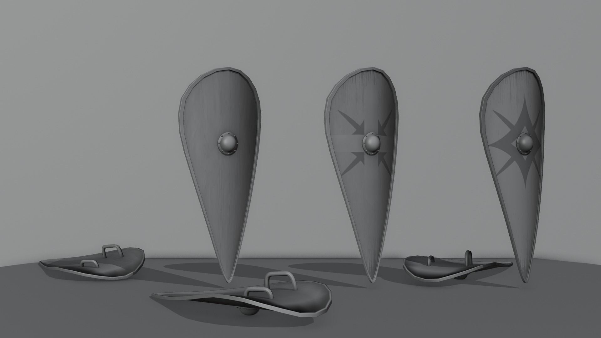 Medieval shield 3 in 1 Low-poly 3D model_3