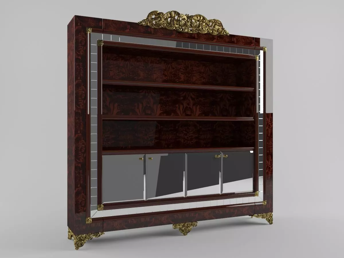  bookcase classic 3d model 3D model_0