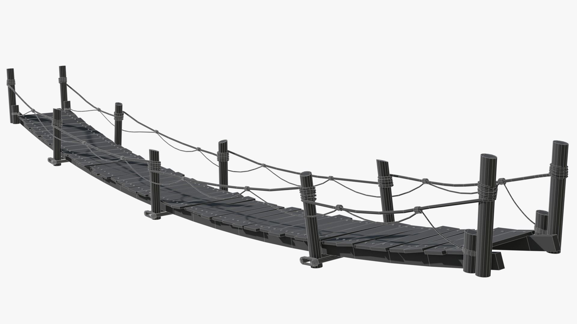 Wooden Bridge Low-poly 3D model_7