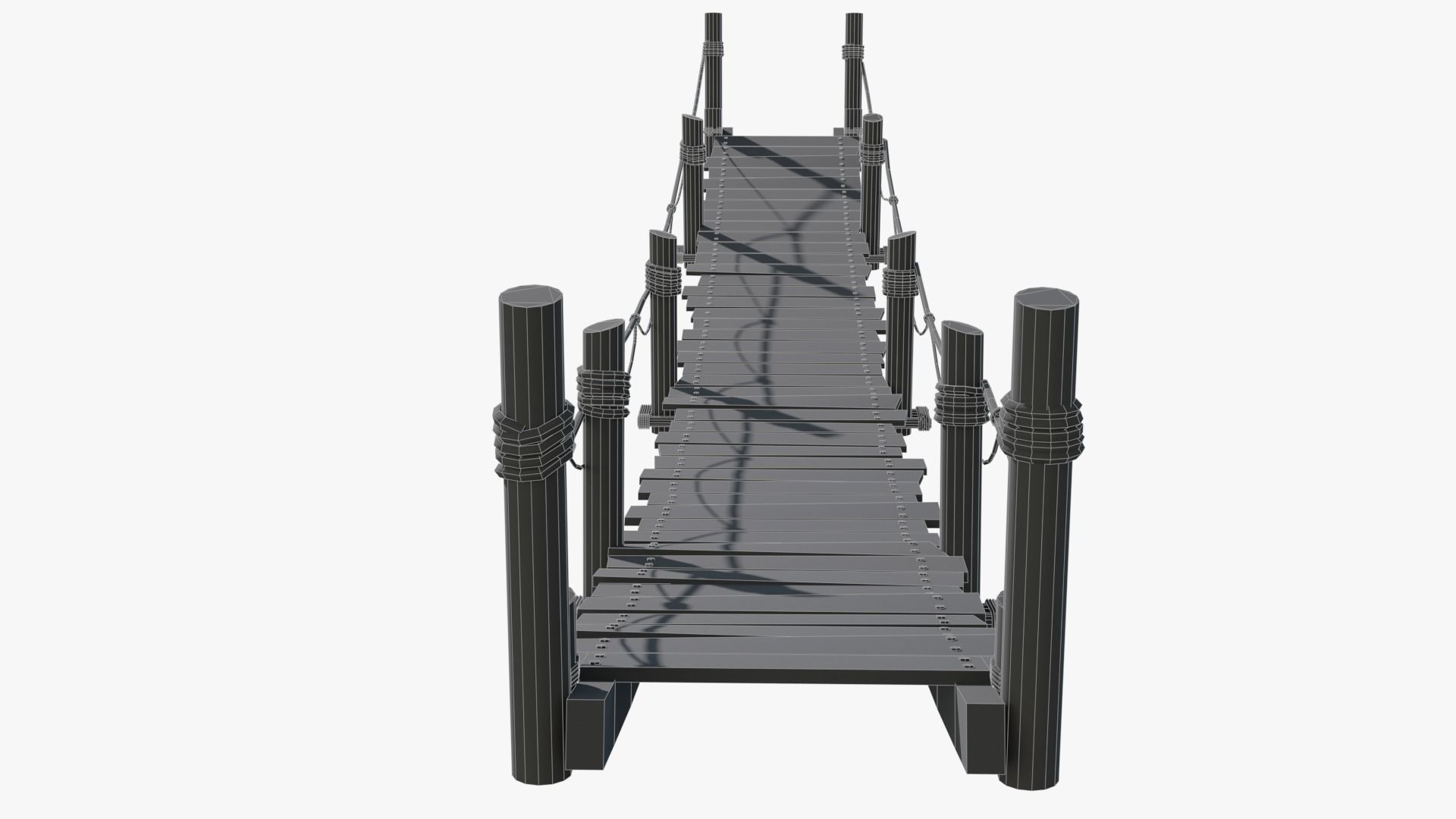 Wooden Bridge Low-poly 3D model_9