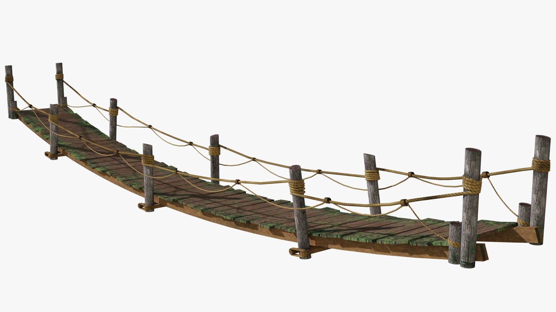 Wooden Bridge Low-poly 3D model_6