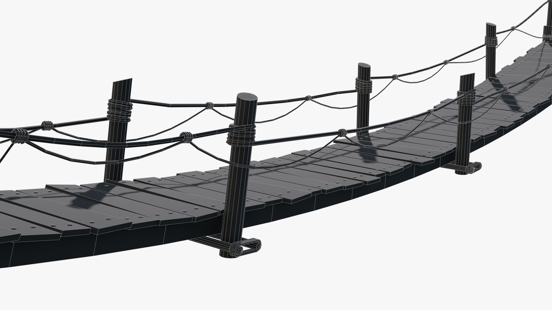 Wooden Bridge Low-poly 3D model_8