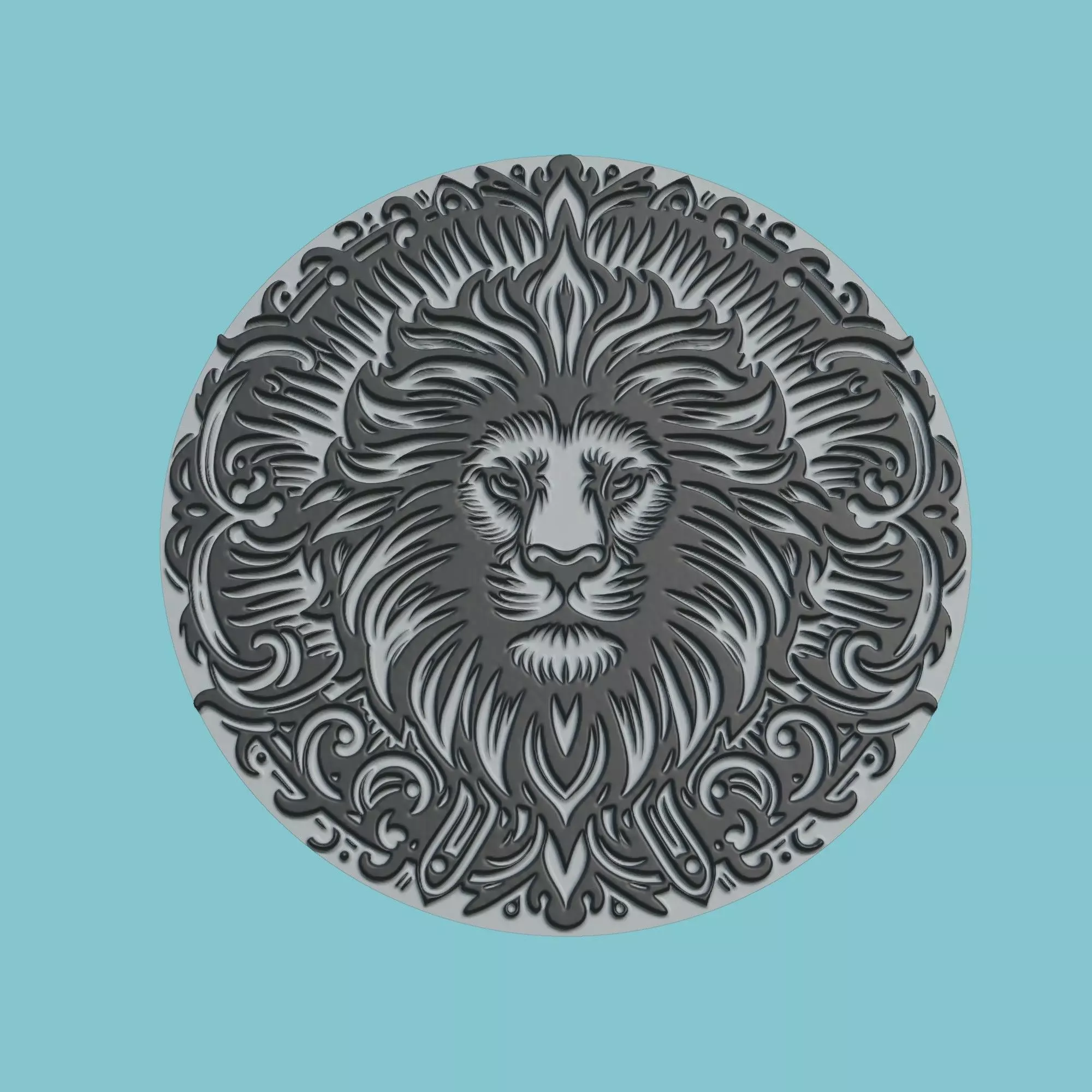 Lion Animal MedalLion Lion Print Model 3D print model_0