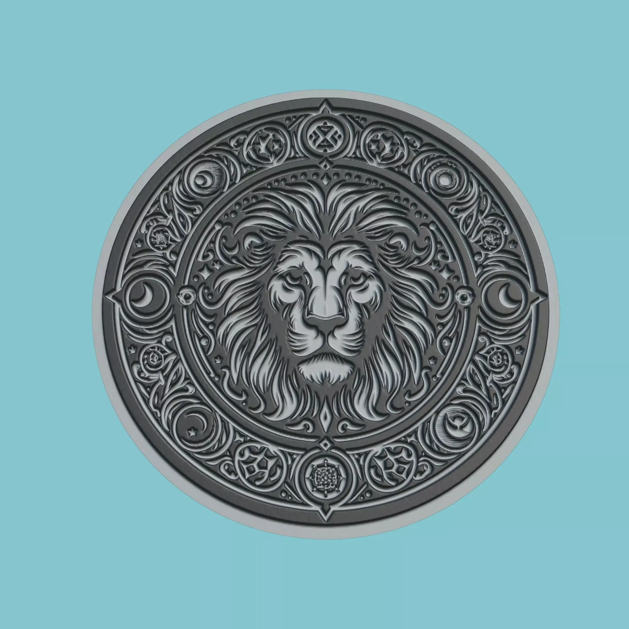 Lion Animal MedalLion Lion Print Model 3D print model_0