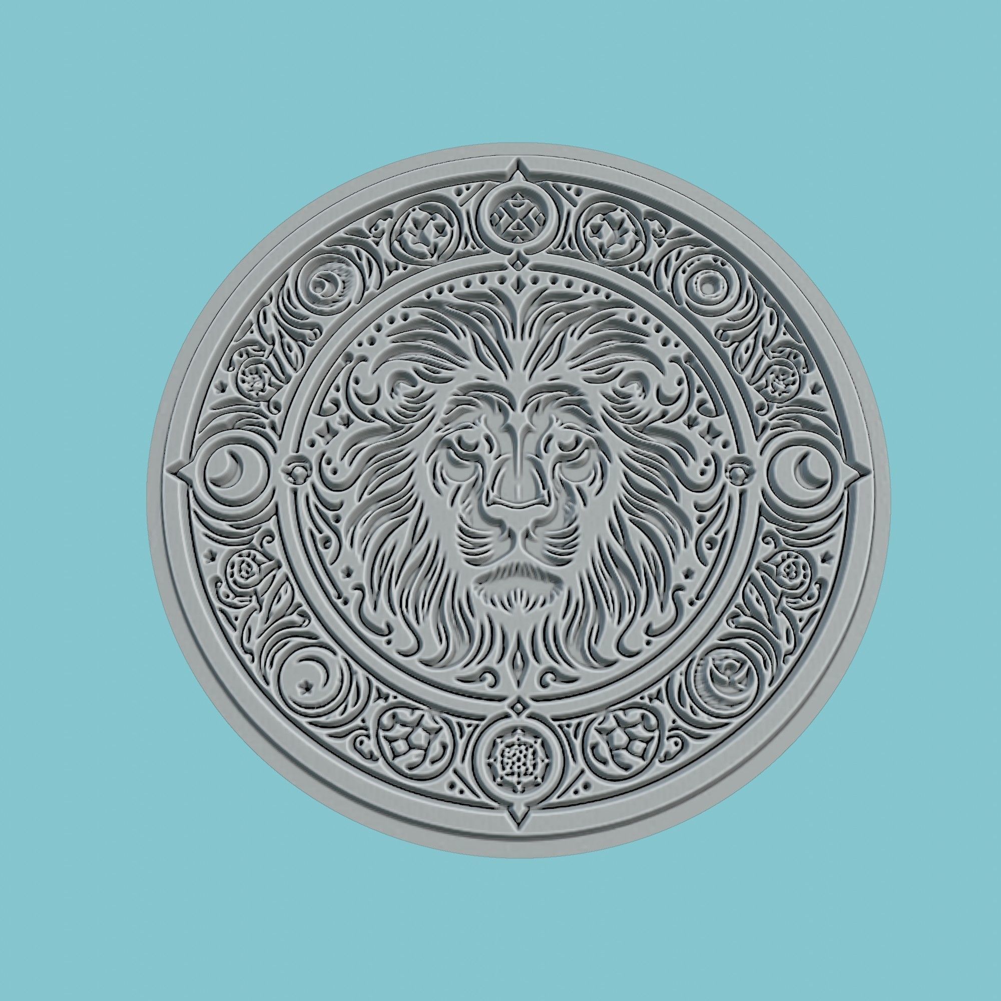 Lion Animal MedalLion Lion Print Model 3D print model_2