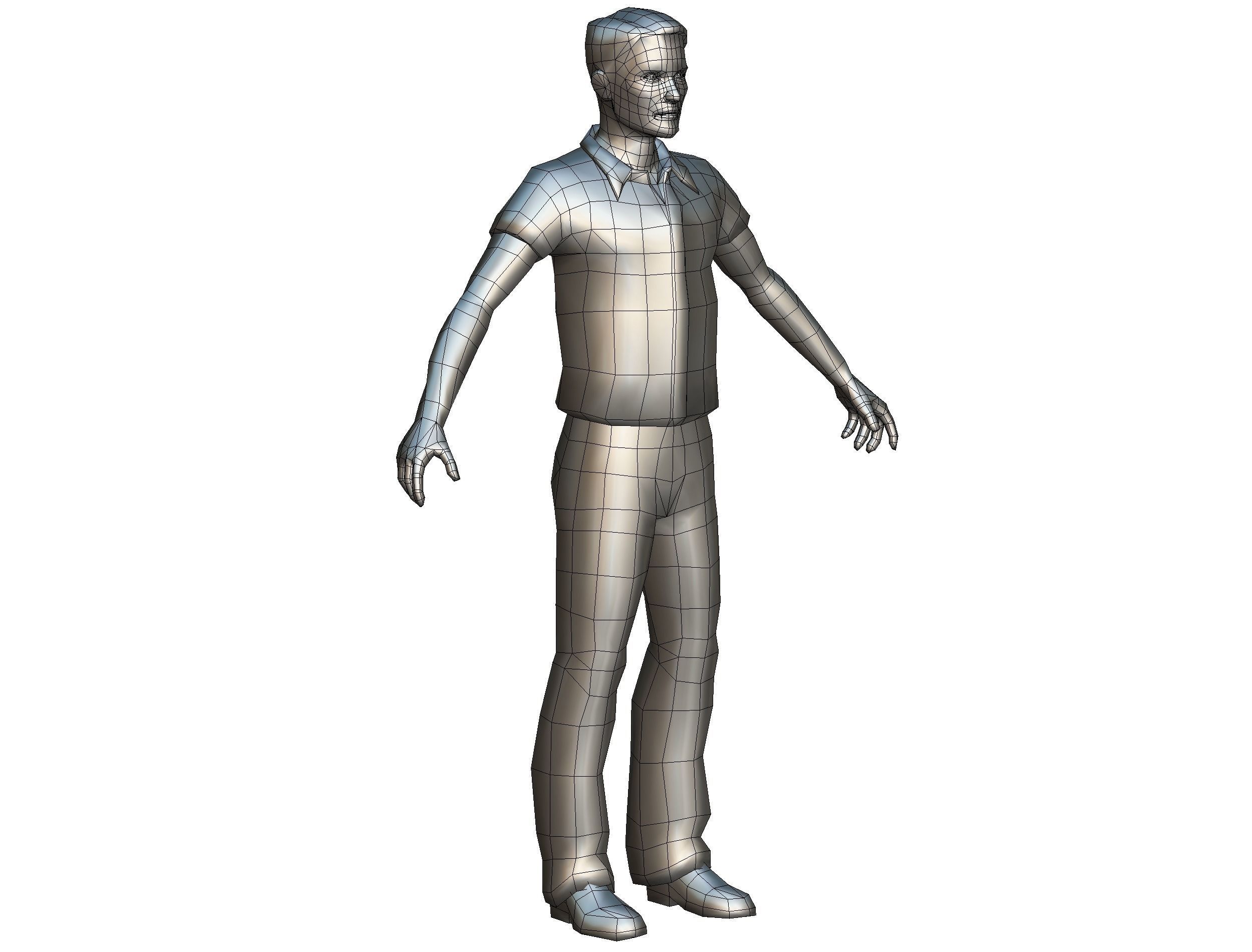 Business man in jeans tie and red shirt Working young man agent Low-poly 3D model_29