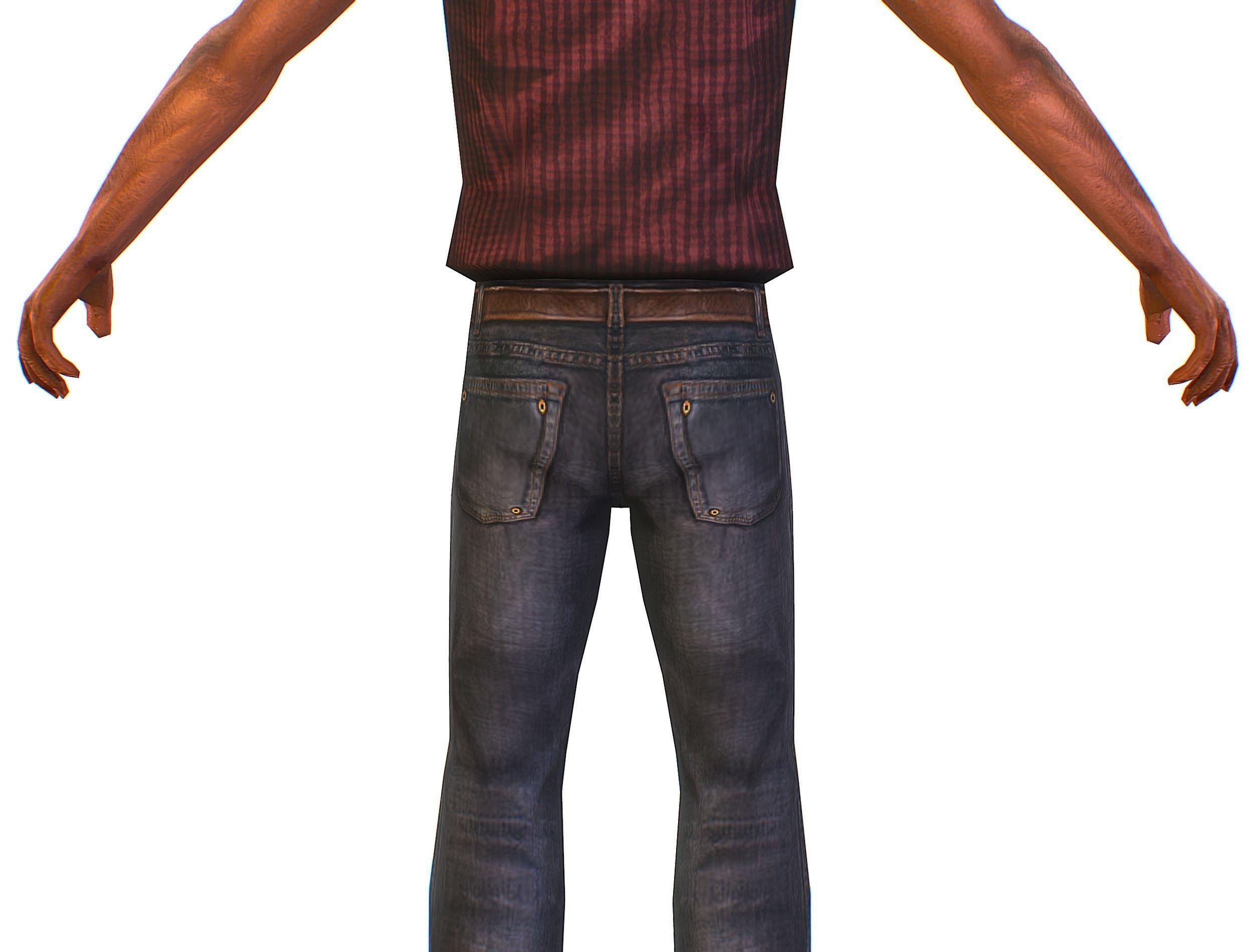 Business man in jeans tie and red shirt Working young man agent Low-poly 3D model_20