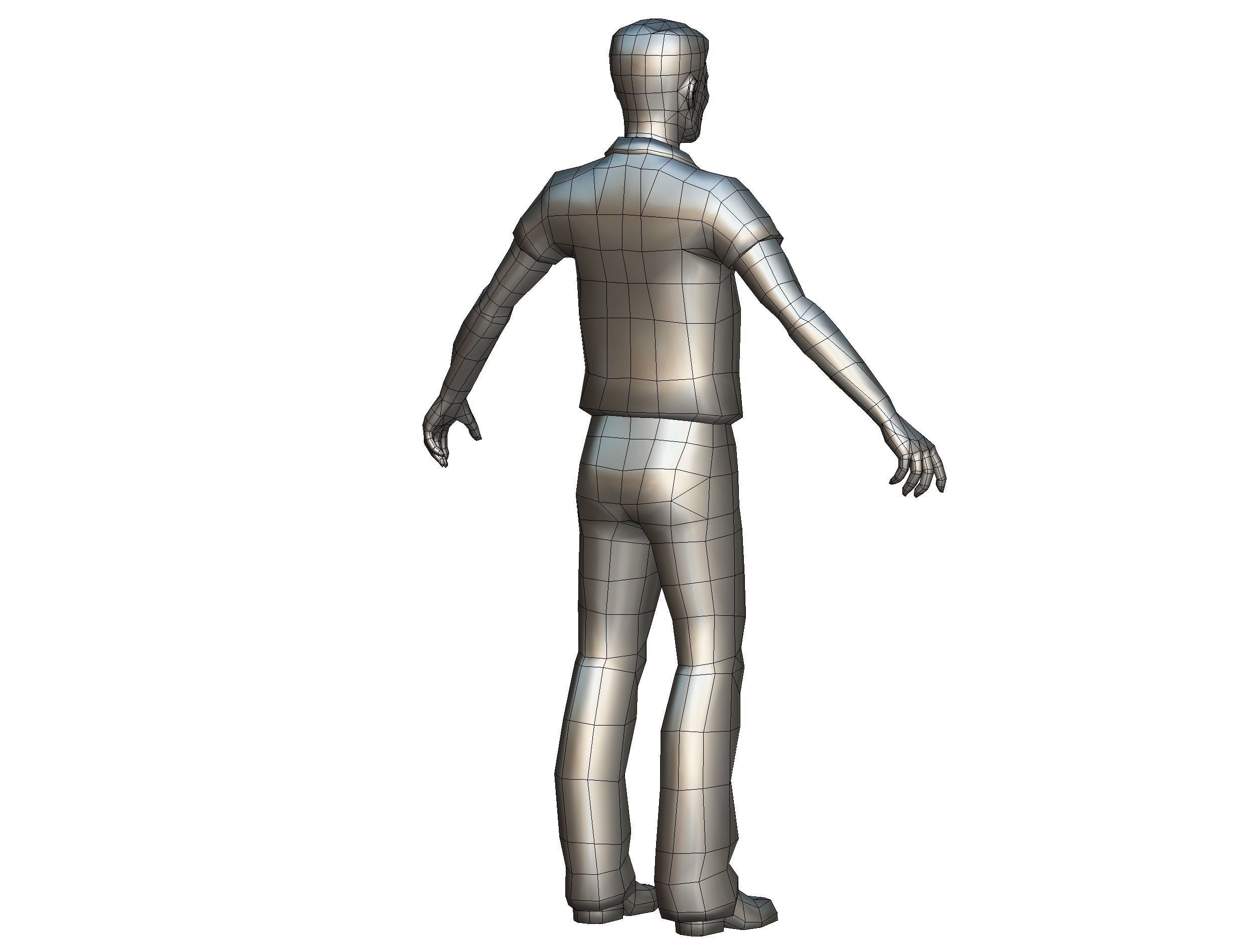 Business man in jeans tie and red shirt Working young man agent Low-poly 3D model_31