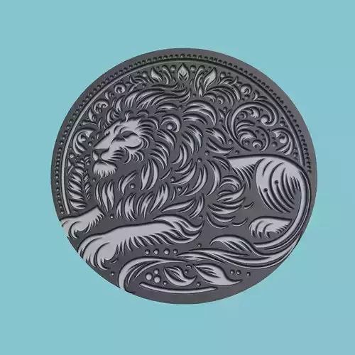 Lion Animal Medallion Lion Print Model