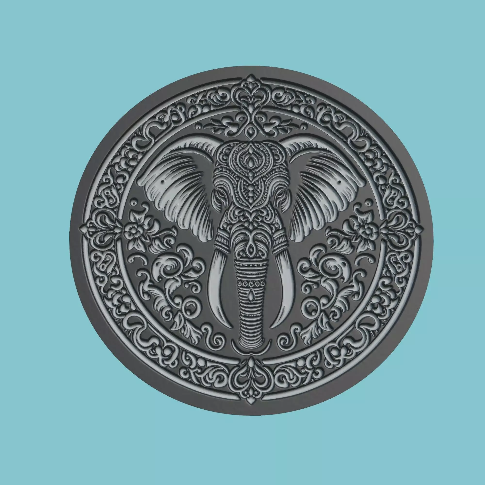 Elephant Animal Medallion Elephant Print Model 3D print model_0