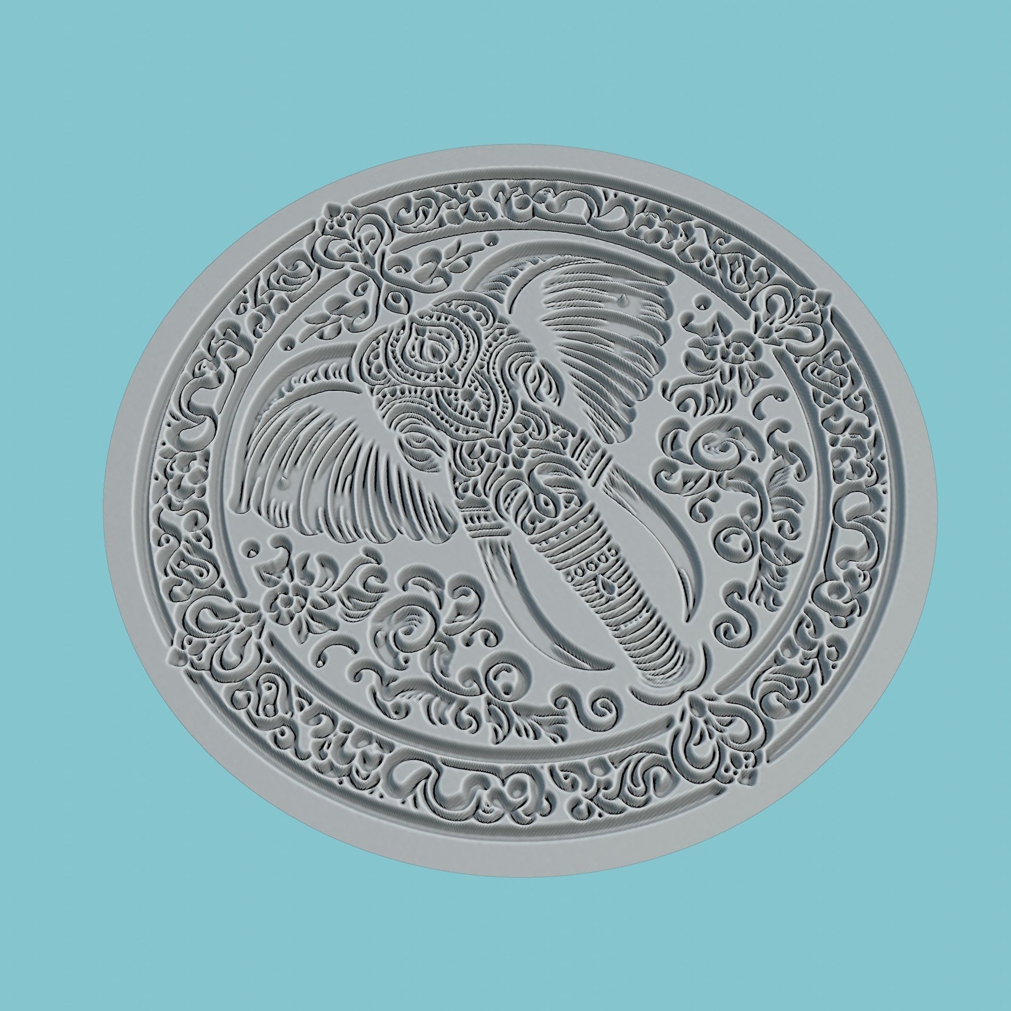 Elephant Animal Medallion Elephant Print Model 3D print model_3