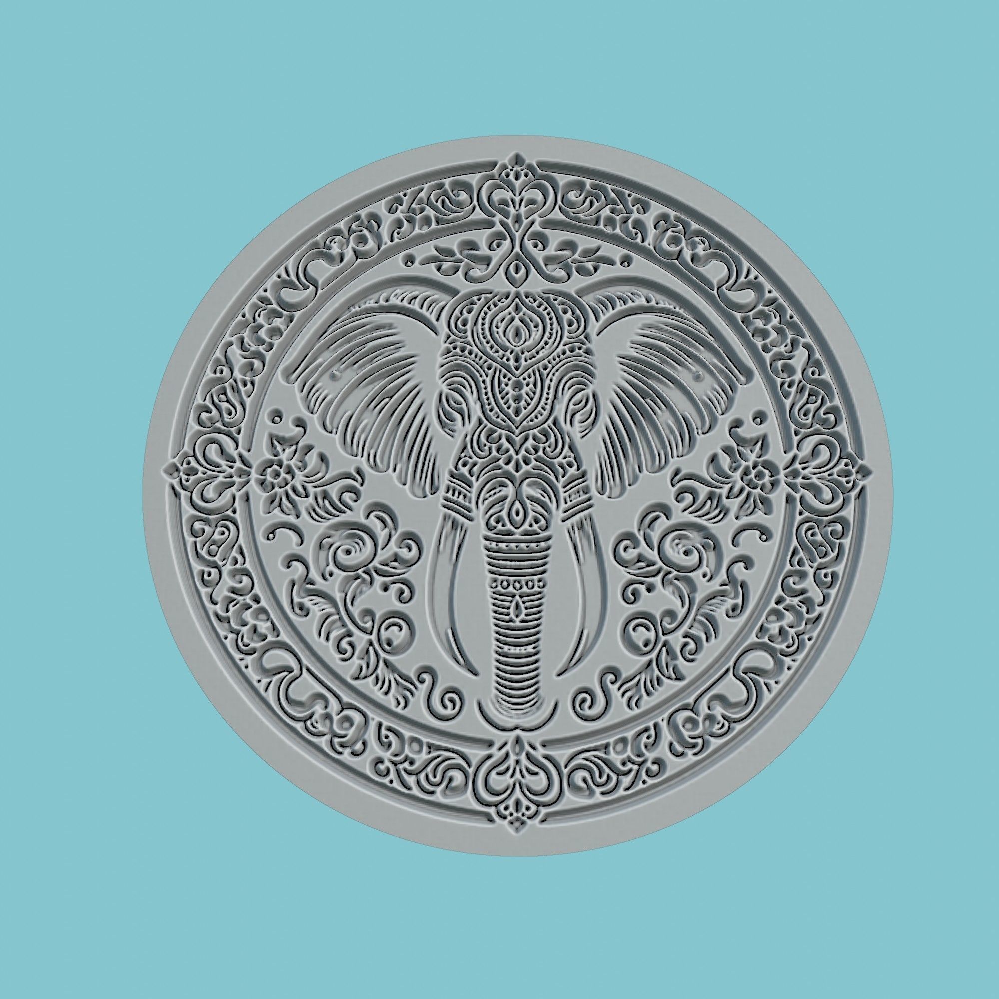 Elephant Animal Medallion Elephant Print Model 3D print model_2