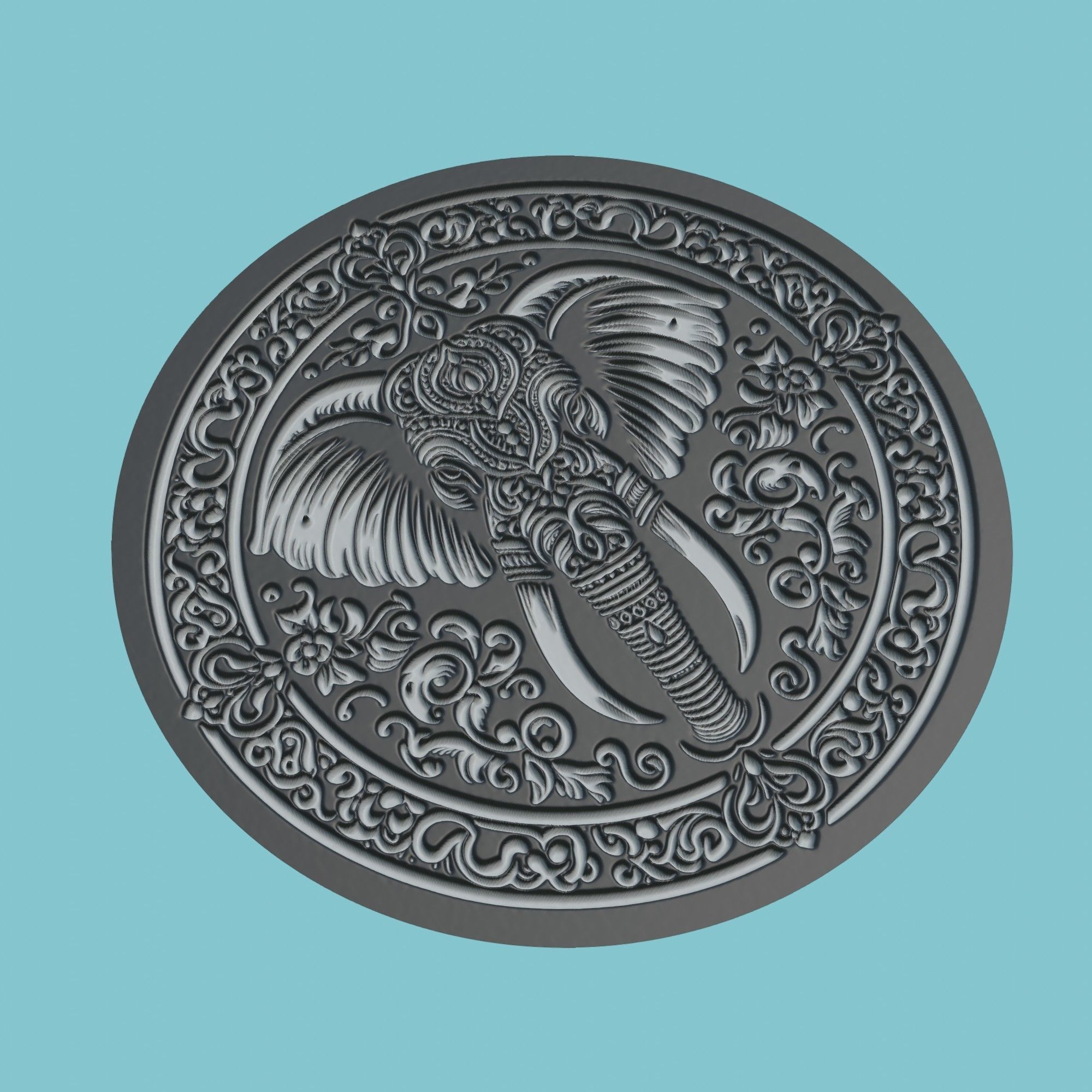 Elephant Animal Medallion Elephant Print Model 3D print model_1