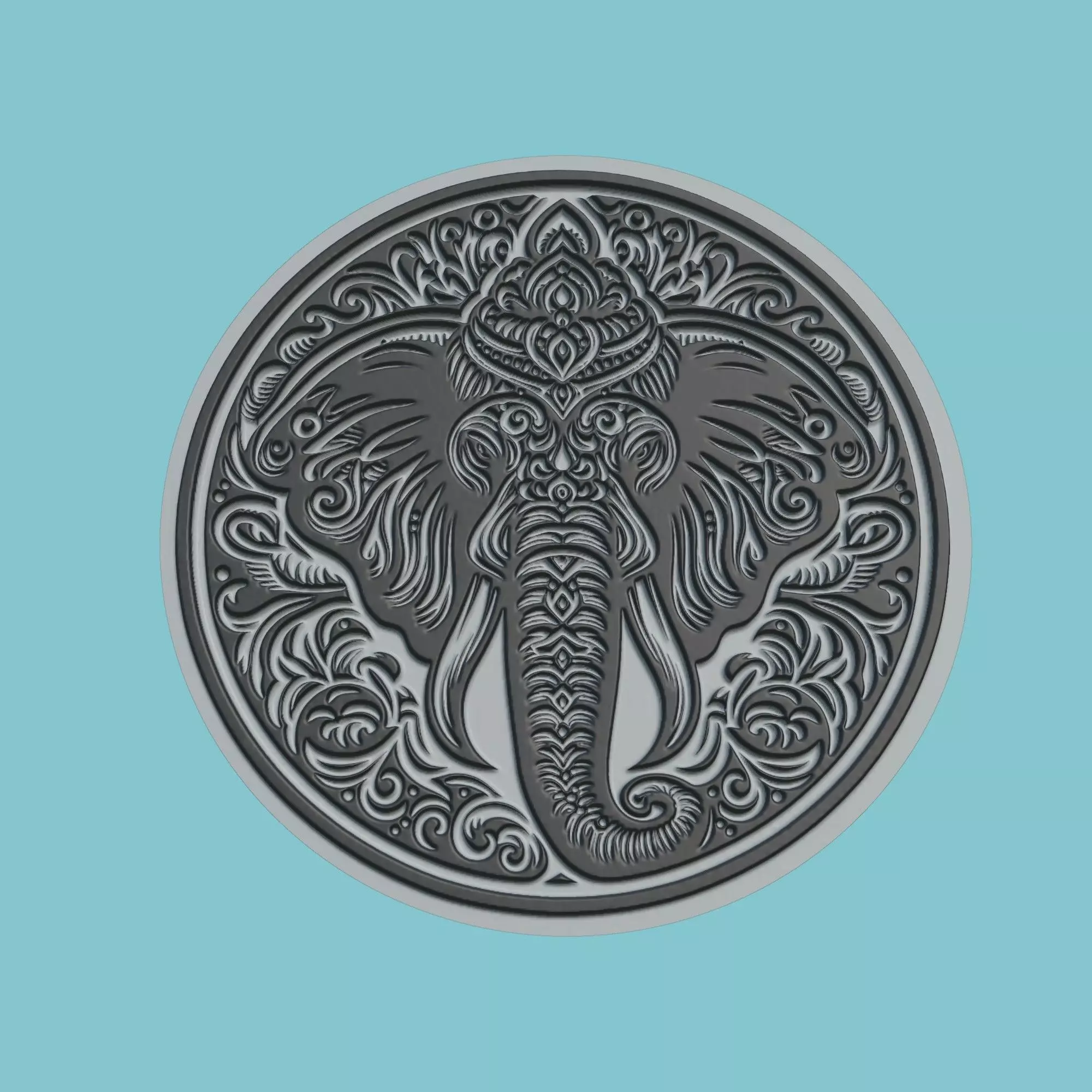Elephant Animal Medallion Elephant Print Model 3D print model_0