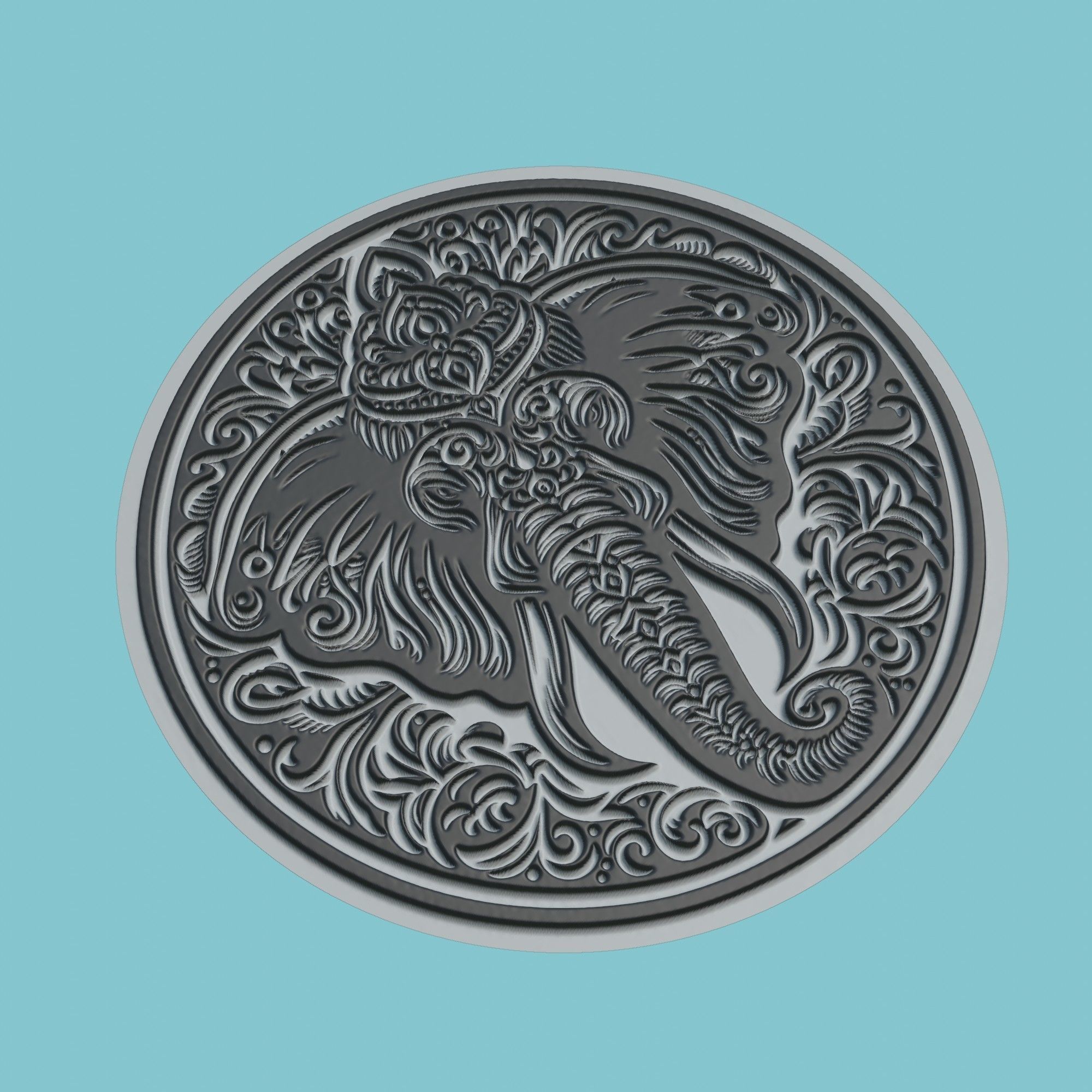 Elephant Animal Medallion Elephant Print Model 3D print model_1