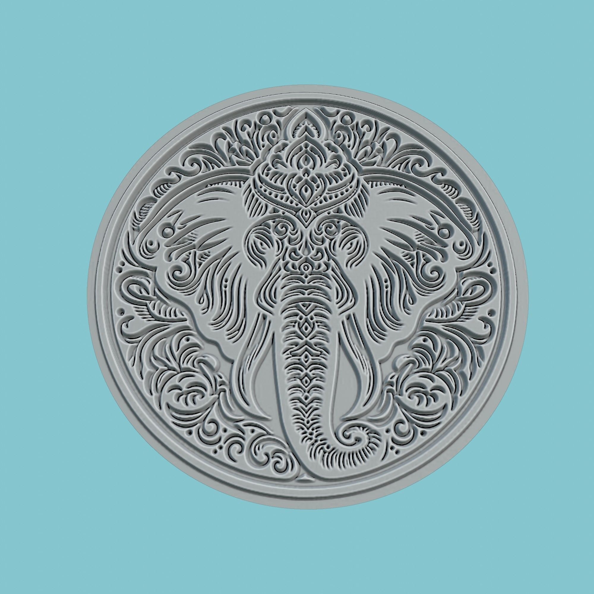Elephant Animal Medallion Elephant Print Model 3D print model_2