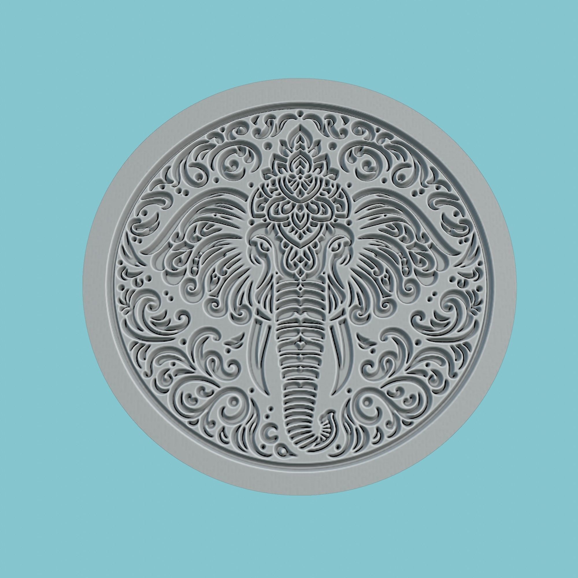 Elephant Animal Medallion Elephant Print Model 3D print model_2