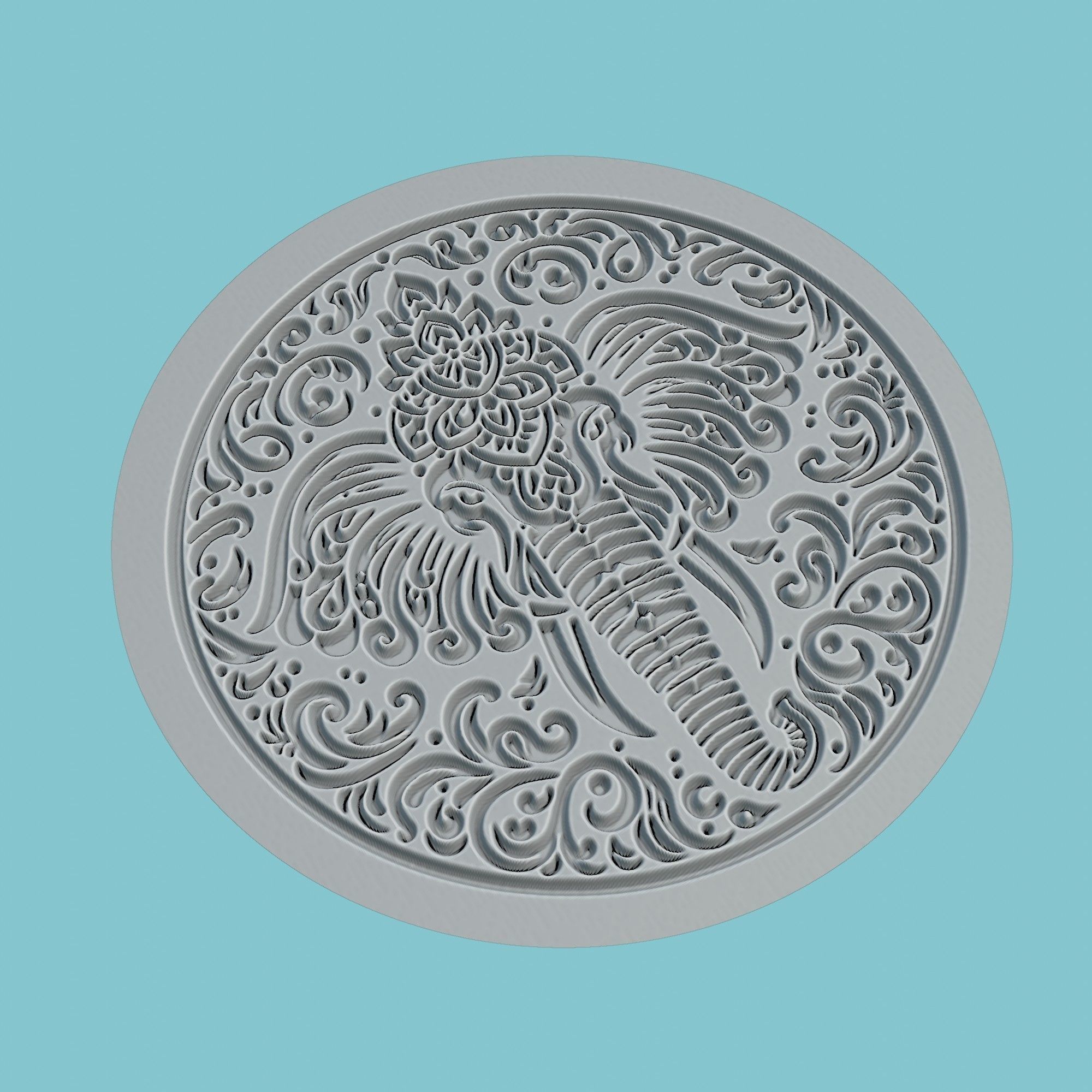 Elephant Animal Medallion Elephant Print Model 3D print model_3