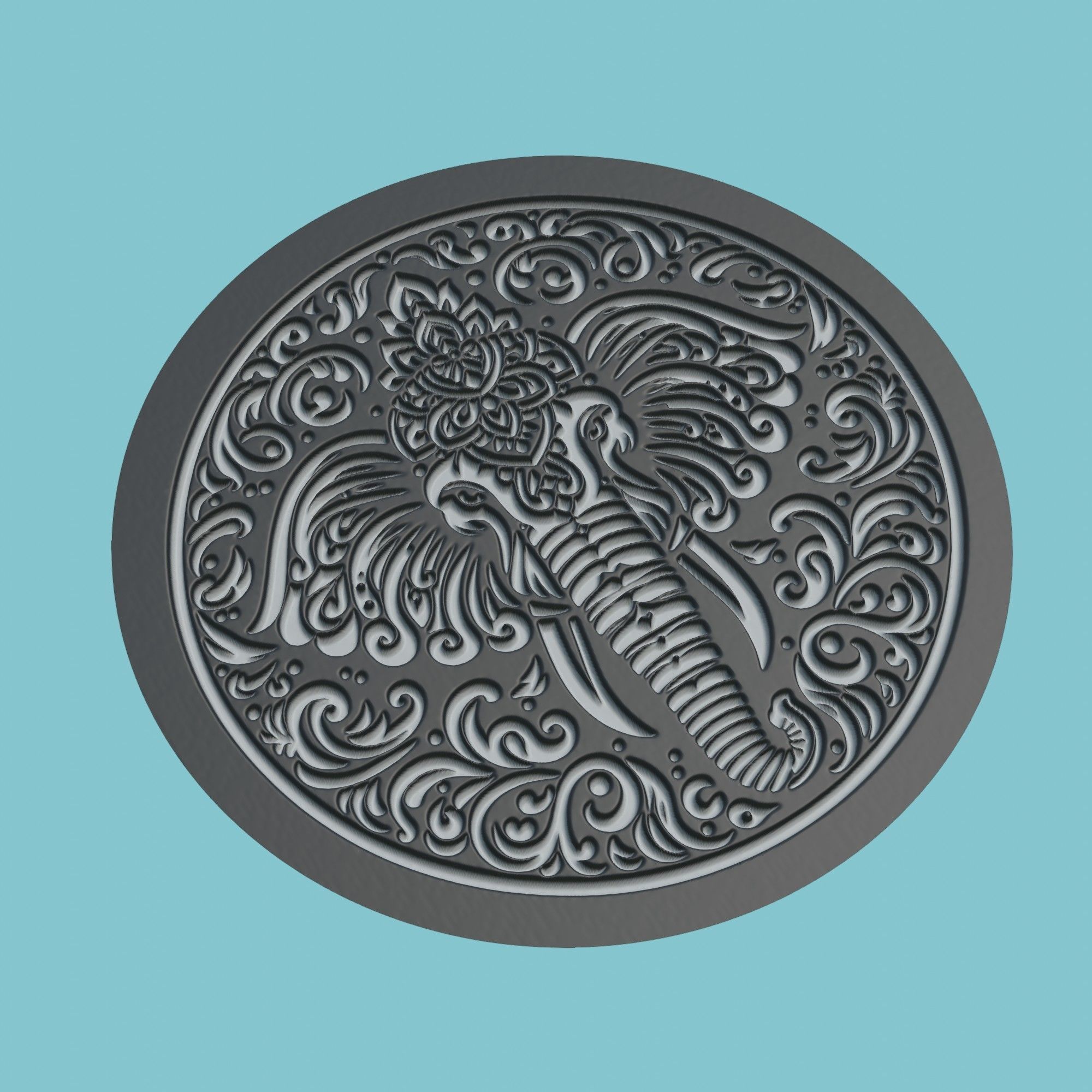 Elephant Animal Medallion Elephant Print Model 3D print model_1