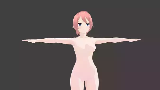 T pose rigged model - Ichika Nakano anime girl 3D model