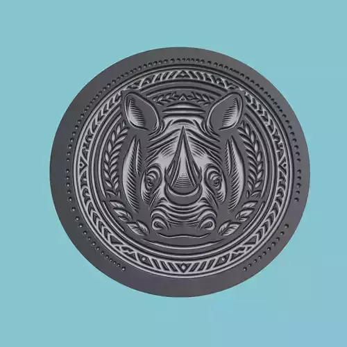 Rhino Animal Medallion Rhino Print Model