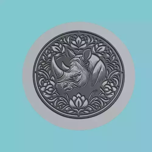 Rhino Animal Medallion Rhino Print Model
