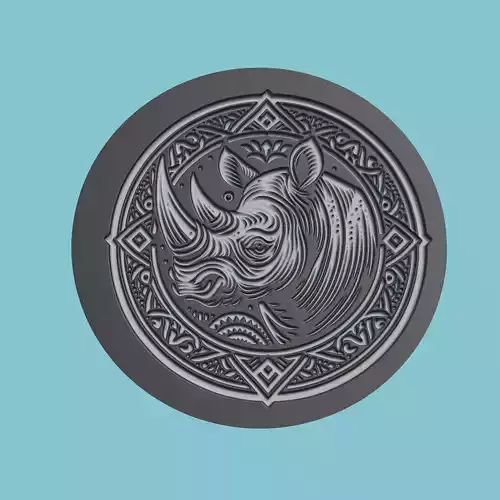 Rhino Animal Medallion Rhino Print Model