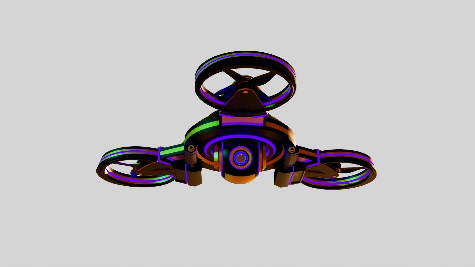 Tri Copter Low-poly 3D model_8