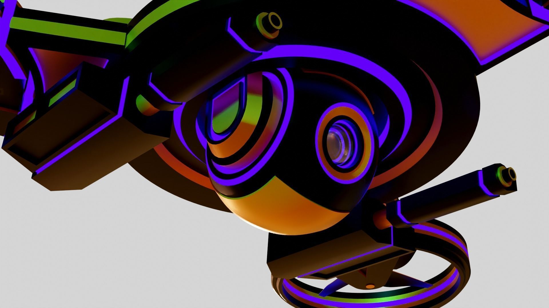 Tri Copter Low-poly 3D model_13