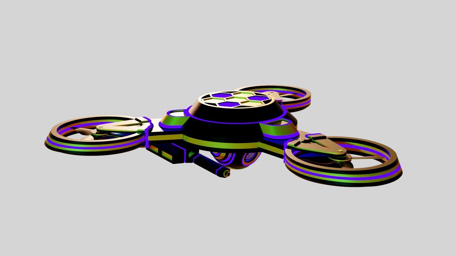 Tri Copter Low-poly 3D model_5