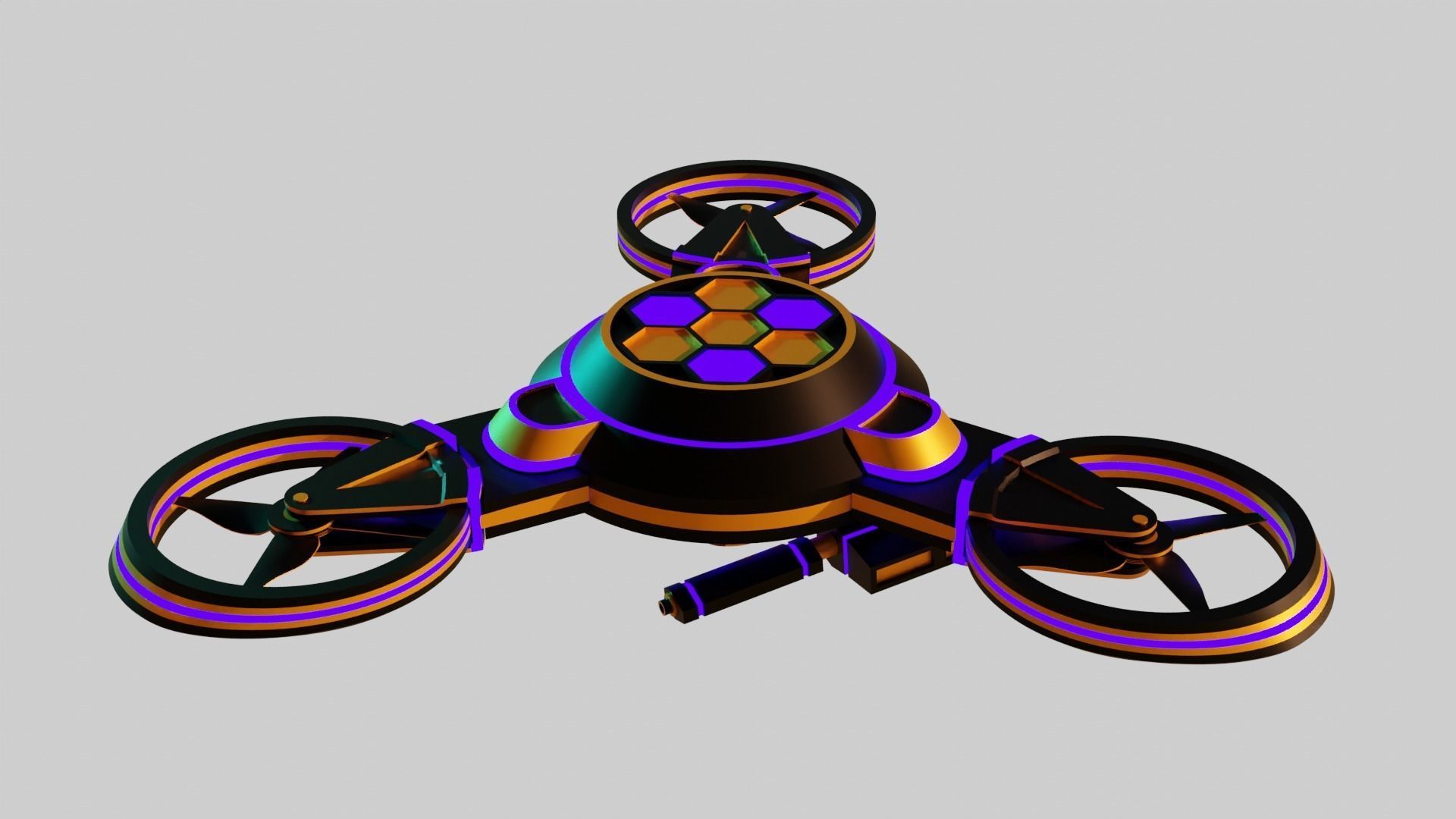 Tri Copter Low-poly 3D model_3